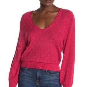 Abound sweater red Vneck XS casual NEW soft lightweight long sleeve Nubby